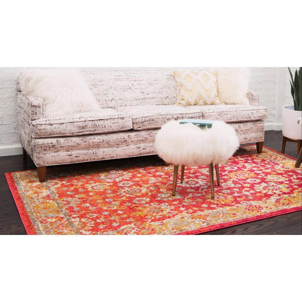 Kalf Floral Rust Red Area Rug