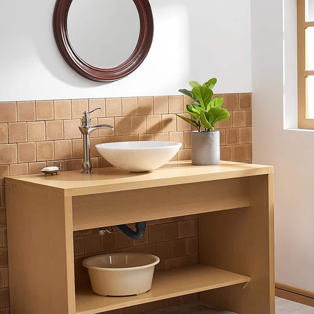 Waterfall Bathroom Faucet Brushed Nickel GGStudy Single Handle One Hole Tally Body Farmhouse Bathroom Vessel Sink Faucet Matching with Pop Up Drain