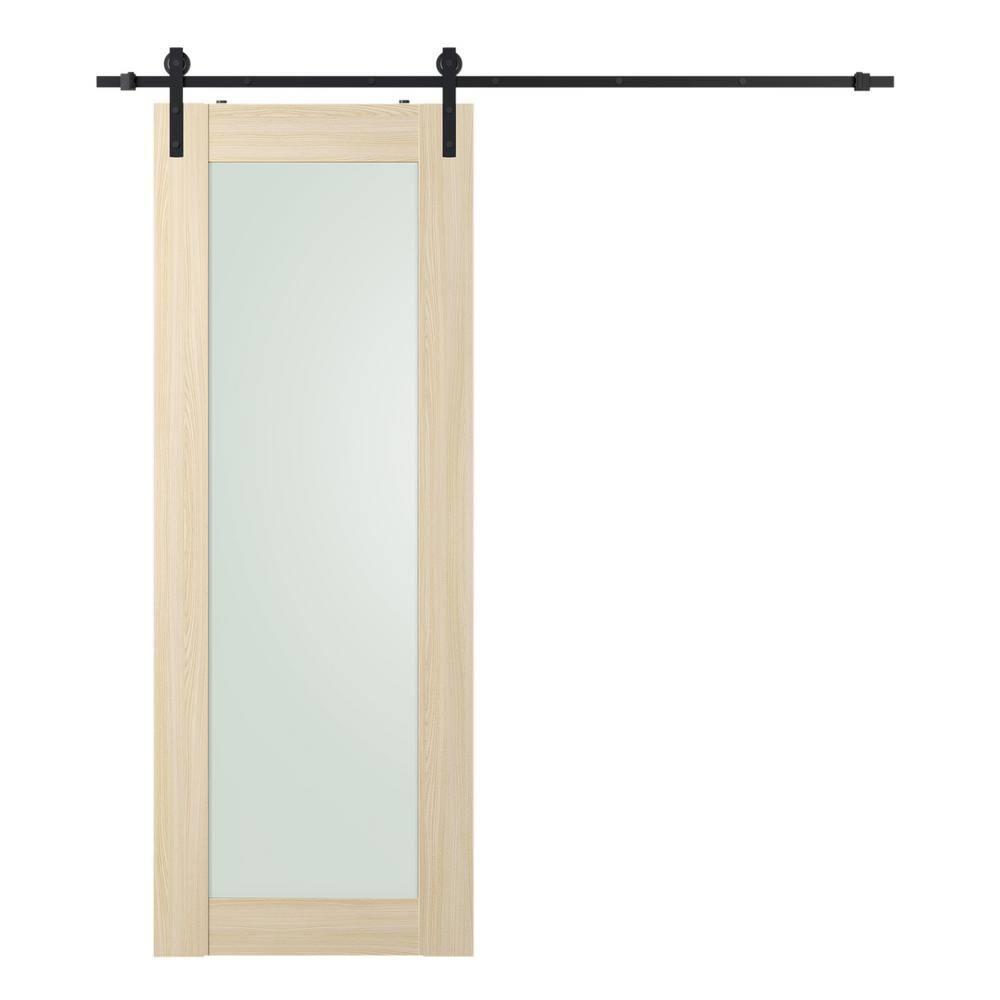 Belldinni Avon 207 Solid Manufactured Wood and Glass Paneled Prefinished Barn Door with Installation Hardware Kit
