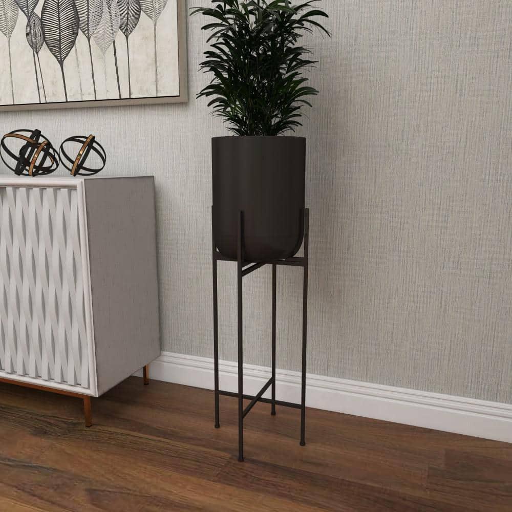 Olivia & May Modern With Stand Iron Planter Pots Black