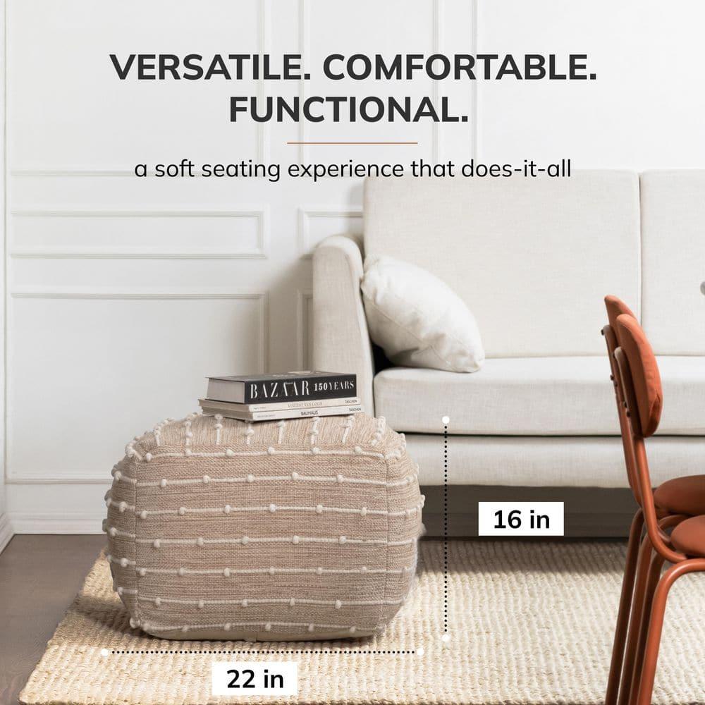 Penelope Pouf Ottoman Brown/Ivory - Anji Mountain: Cotton Blend, No Assembly, Fair Trade Certified