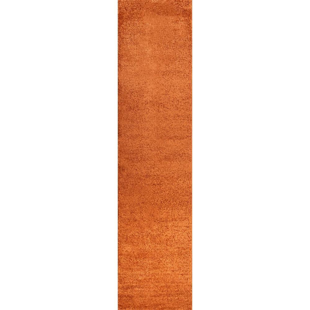 2'x10' Haze Solid Low-Pile Runner Rug, Orange - JONATHAN Y