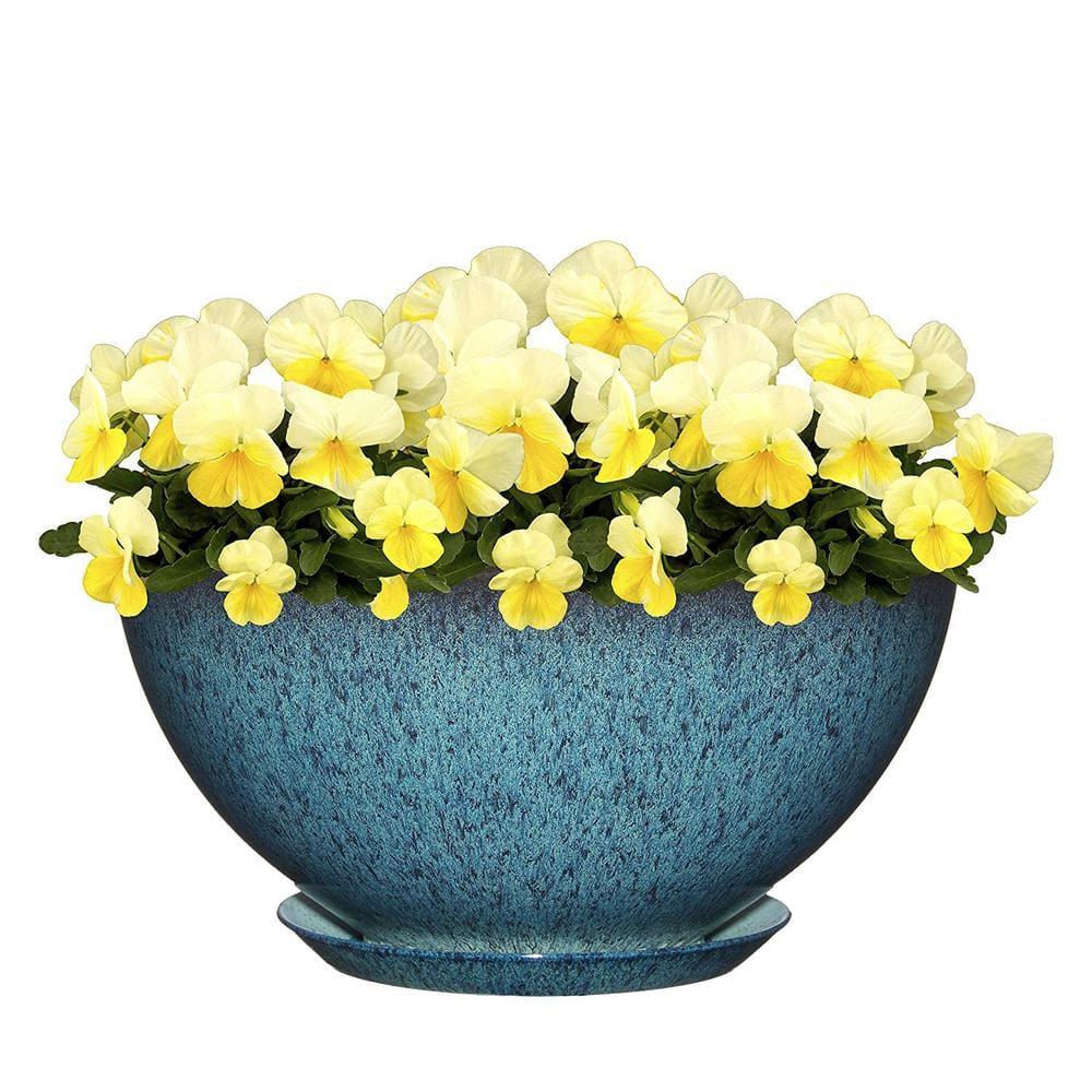 Classic Home and Garden 9010D-375R 10" Rosie Bowl Planter, Indigo Speckle