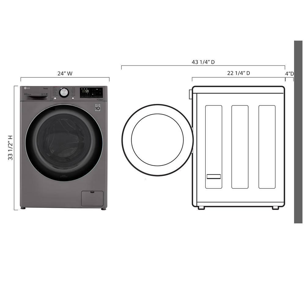 LG LG Smart Wi-Fi Enabled Compact Front Load All-In-One Washer/Dryer Combo with Built-In Intelligence, 2.4 cu. ft. WM3555HVA