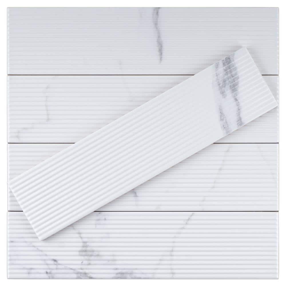 Supreme Tile Paloma Calacatta 2.95 in. X 11.81 in. Ceramic Subway Wall Tile