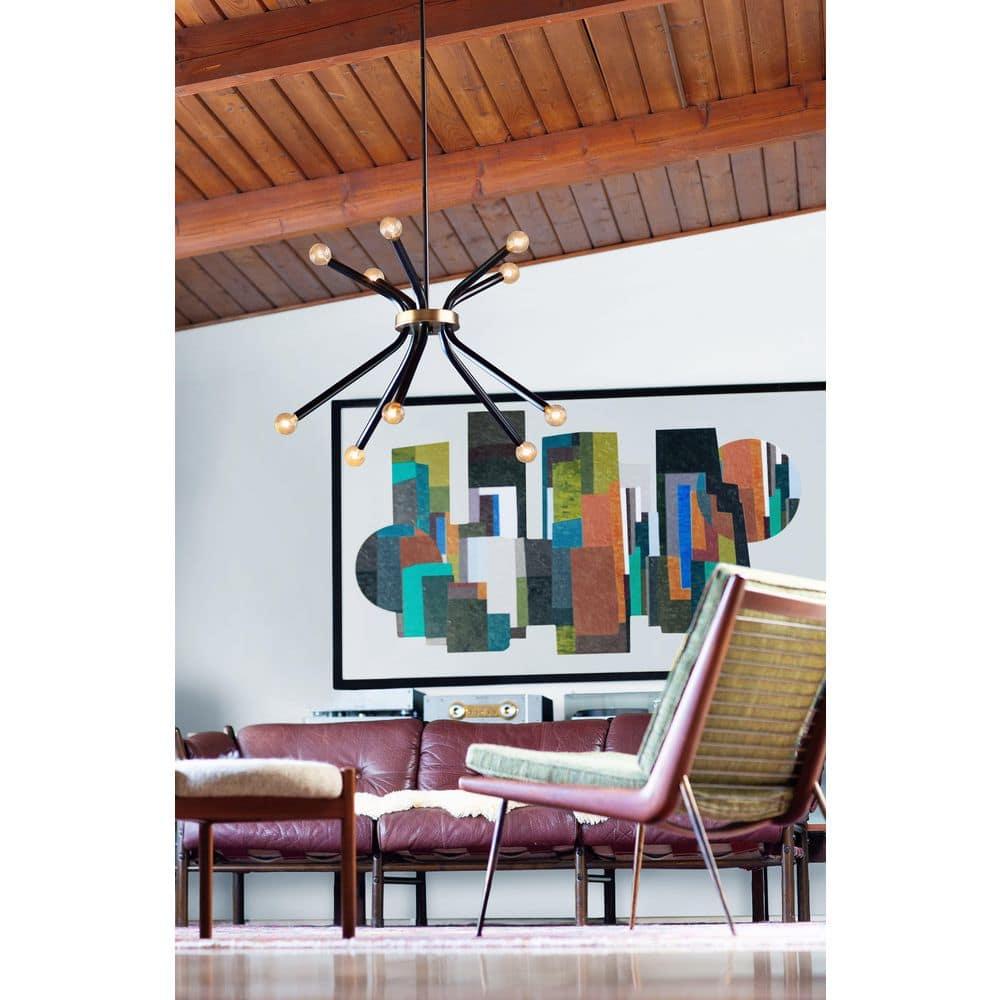 Lark Axton 10 - Light Chandelier in  Black/Lacquered Brass