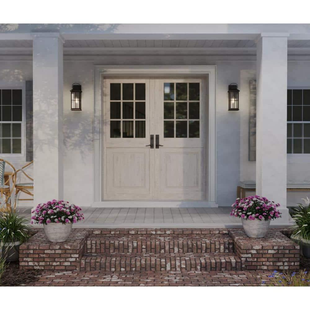 Progress Lighting Williamston 1-Light Antique Bronze Farmhouse Outdoor Large Wall Lantern with Clear Glass Shade