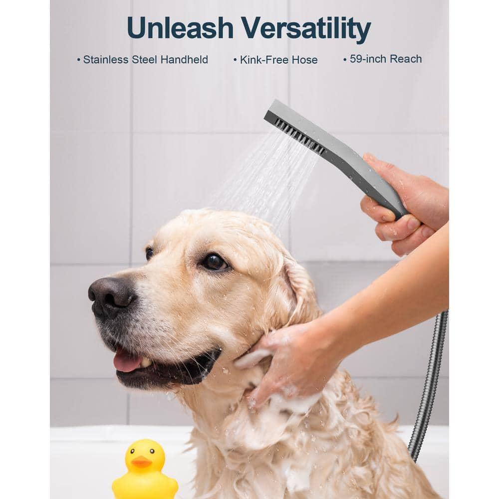 Thermostatic Dual Heads with 12" Rain Shower Faucet, Hand Shower and 3 Body Jets Matte Black