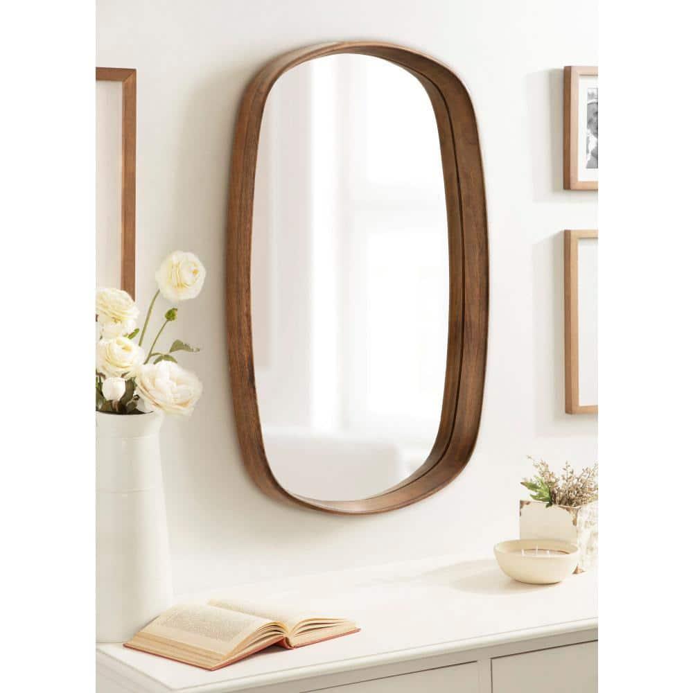 Kate and Laurel Prema Framed Wall Mirror, 20x30, Walnut Brown