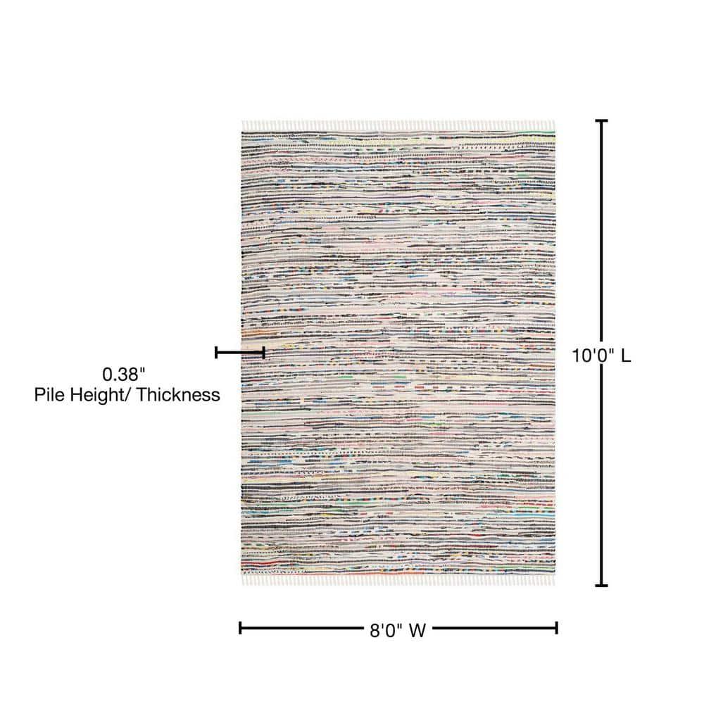 Rag Rug RAR125 Hand Woven Indoor Area Rug - Ivory/Multi - 8'x10' - Safavieh.