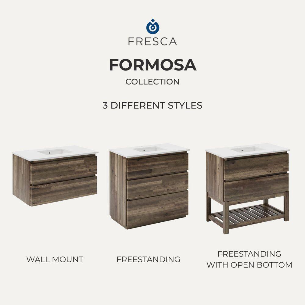 Fresca Formosa 60" Wall Mount Floating Double Sink Modern Bathroom Vanity with Top, Sinks and Mirrors - Faucets Not Included