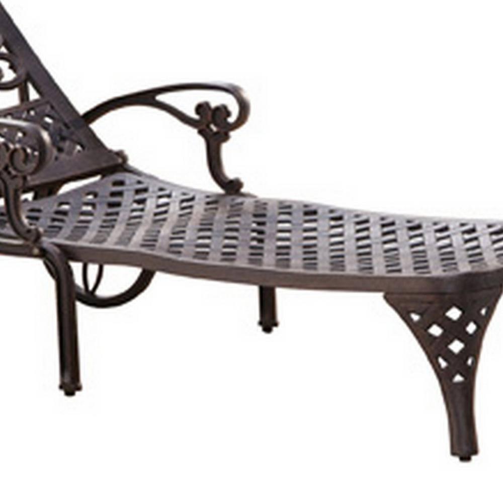Homestyles Sanibel Cast Aluminum Outdoor Patio Reclining Chaise Lounge in Bronze
