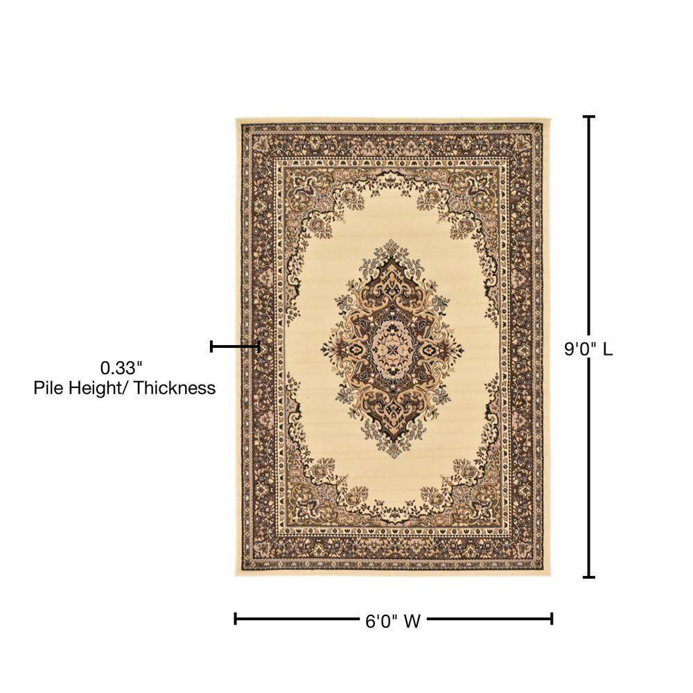Rugs.com Amaya Collection Rug – 6' x 9' Ivory Medium Rug Perfect For Bedrooms, Dining Rooms, Living Rooms