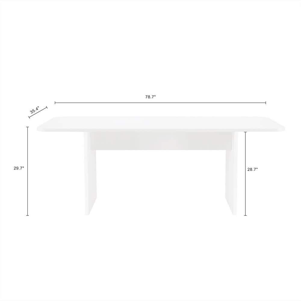 Ella 78.7" Dining Table in White made from Engineered Wood