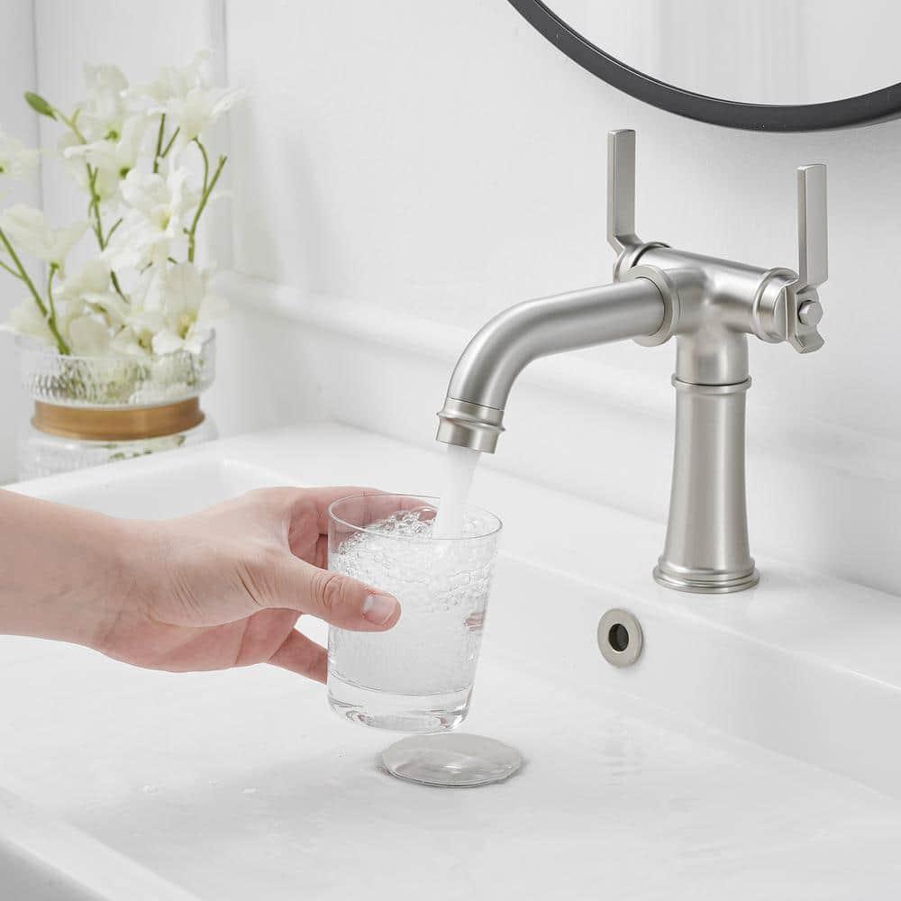 BWE Double Handle Industrial Style Bathroom Faucet Lavatory Mixer Tap Commercial Vanity