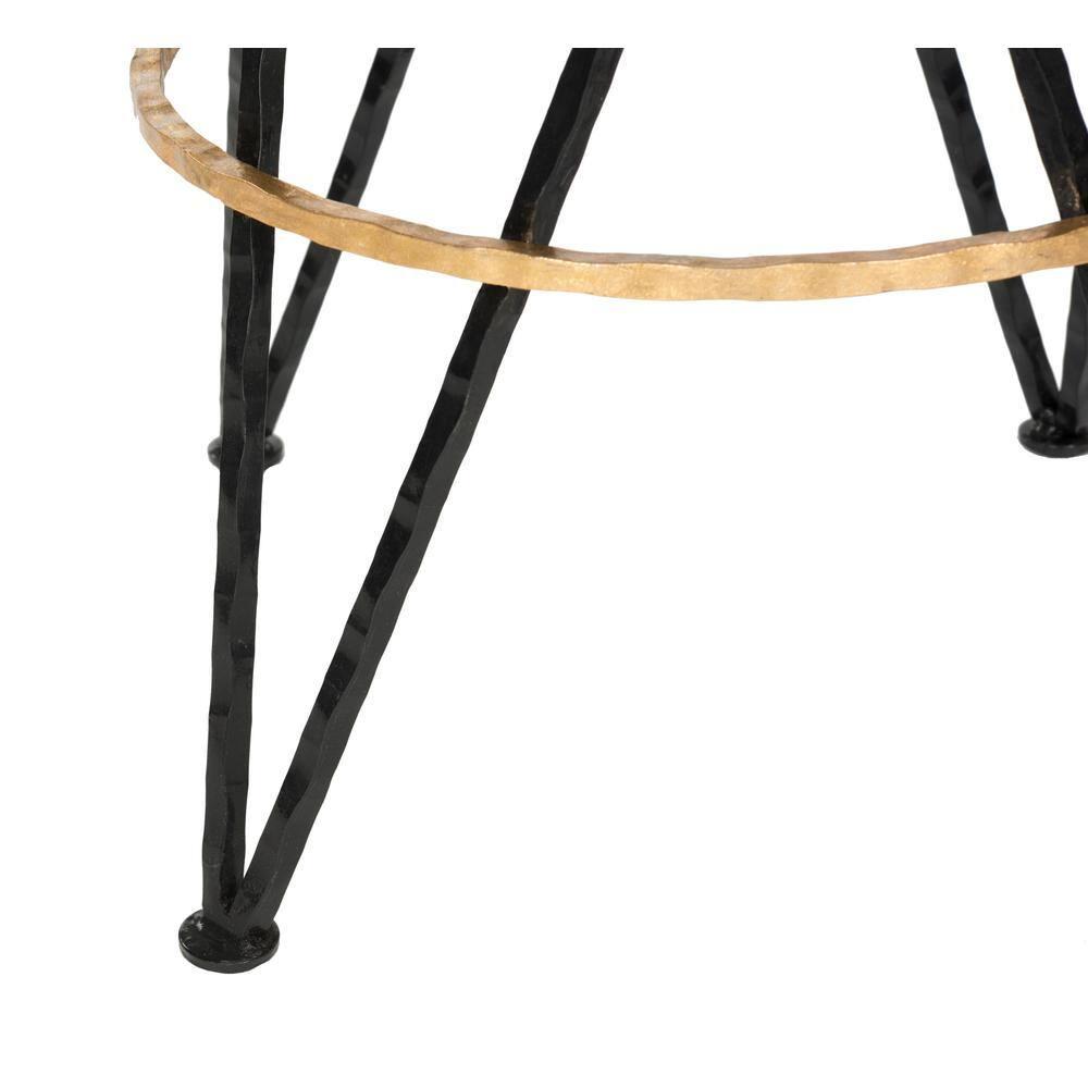 SAFAVIEH Hester Mid-Century Retro Round Top Bar Stool, Black/Gold