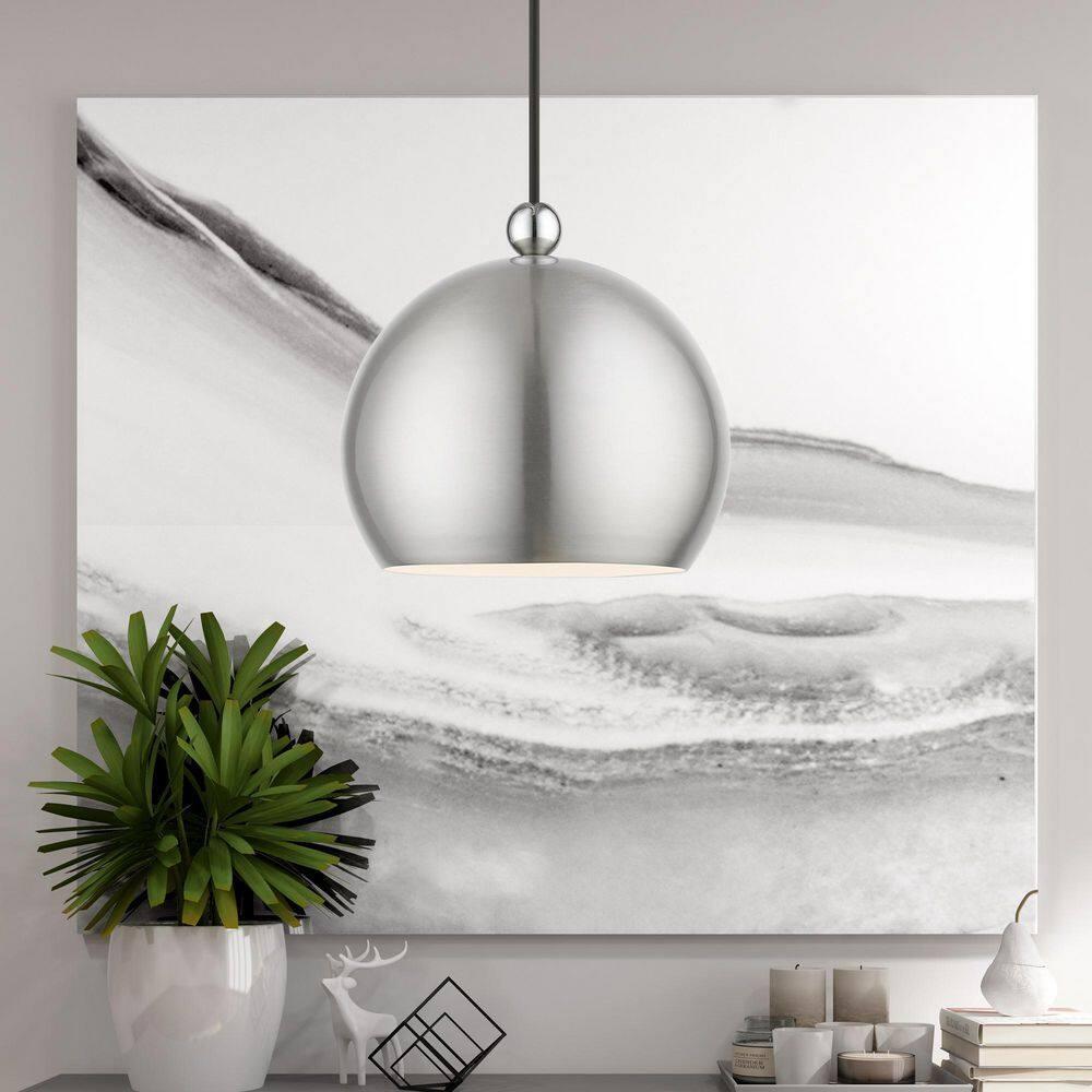 Livex Lighting Stockton 1 - Light Pendant in  Brushed Nickel/Polished Chrome