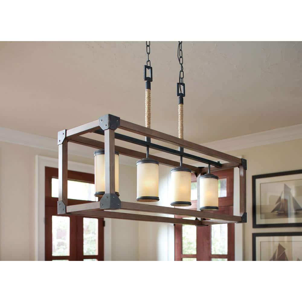 Stardust LED Four-Light Island Pendant with Creme Parchment Glass