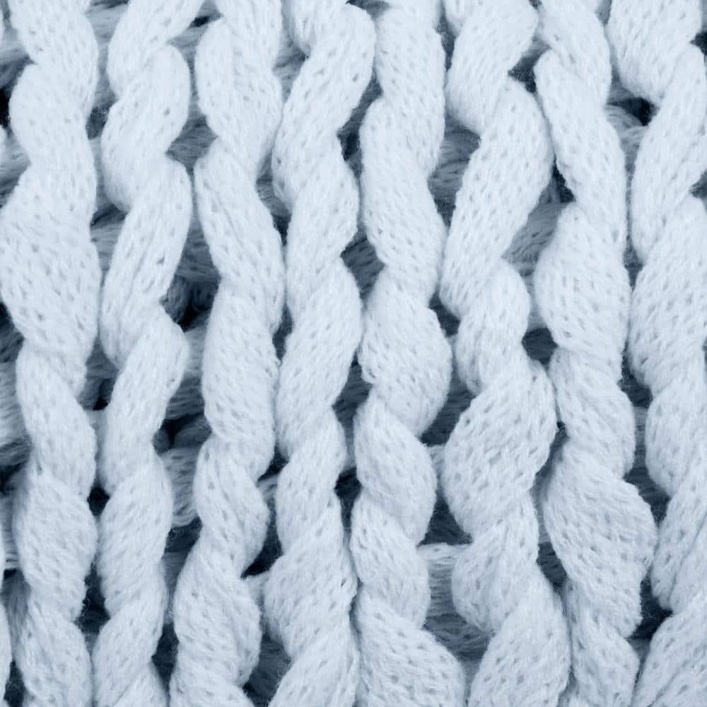 Light Blue Chunky Knit Throw Blanket, One Size, by Noble Linens