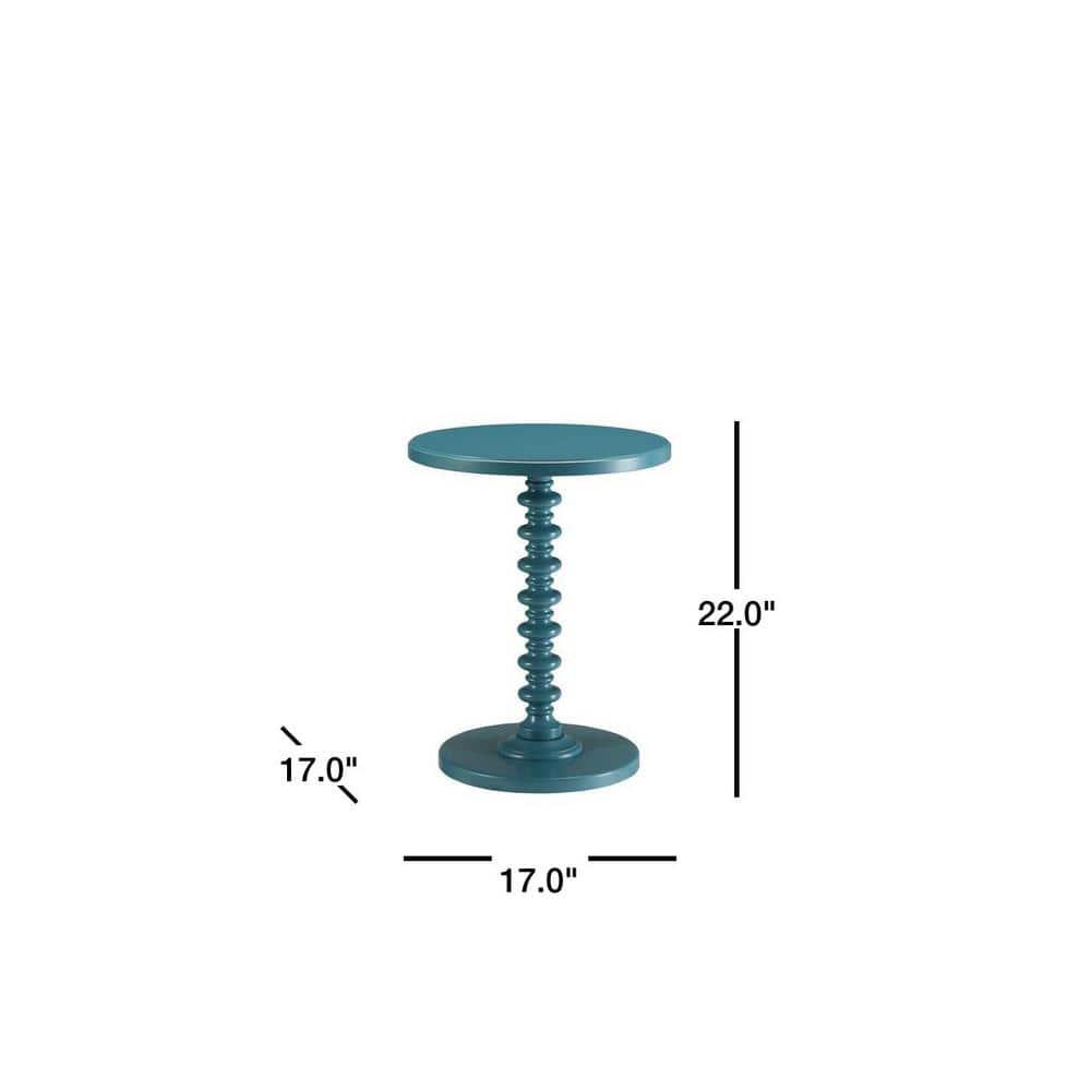 Astonishing Side Table With Round Top Teal Blue - Saltoro Sherpi