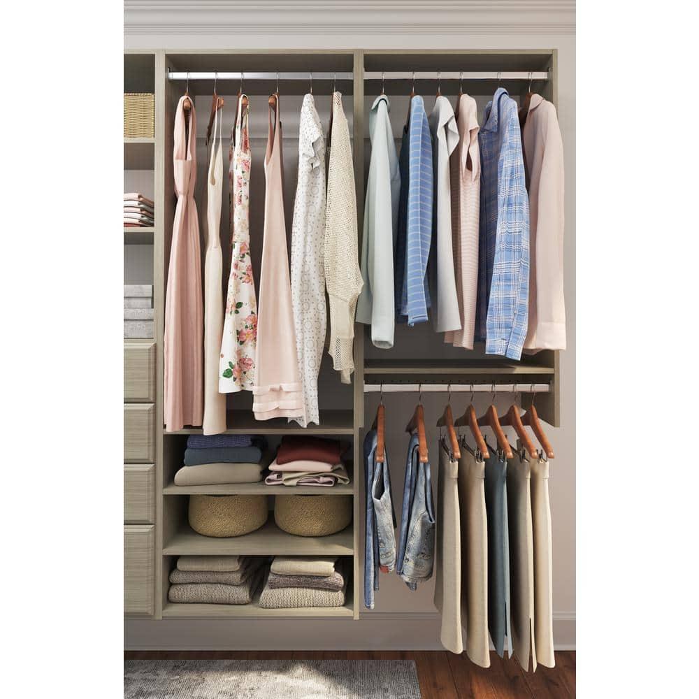 Easy Track 25.13-in W x 14-in D x 48-in H Weathered Grey Solid Wood closet tower