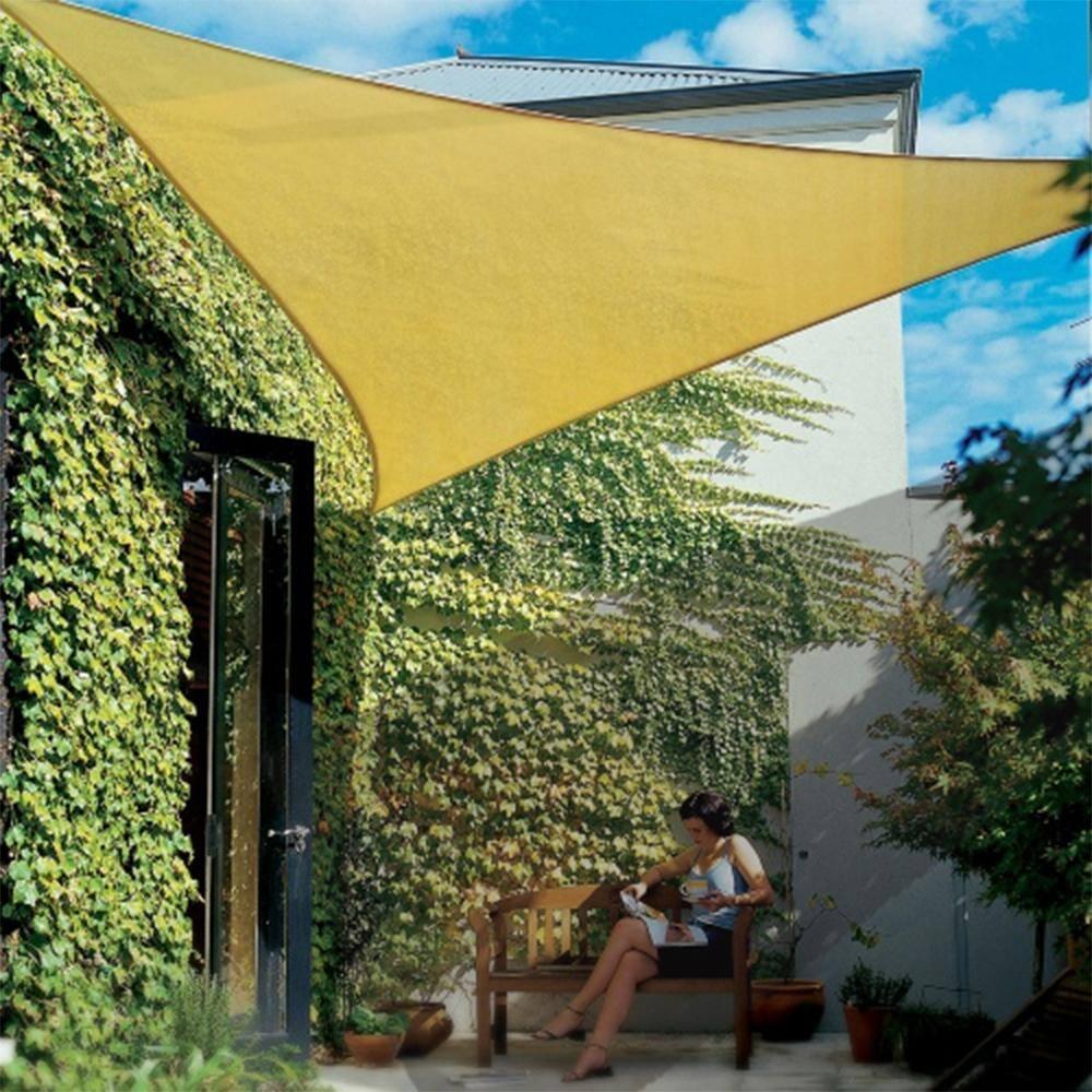 Coolaroo Coolhaven Outdoor Sun Shade Sail 95% UV Block Protection for Garden, Patio, Backyard, 15' x 12' x 9'Triangle, Sahara