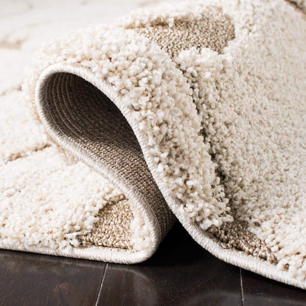 Florida Shag SG455 Power Loomed Indoor Area Rug - Cream/Beige - 5' round - Safavieh.