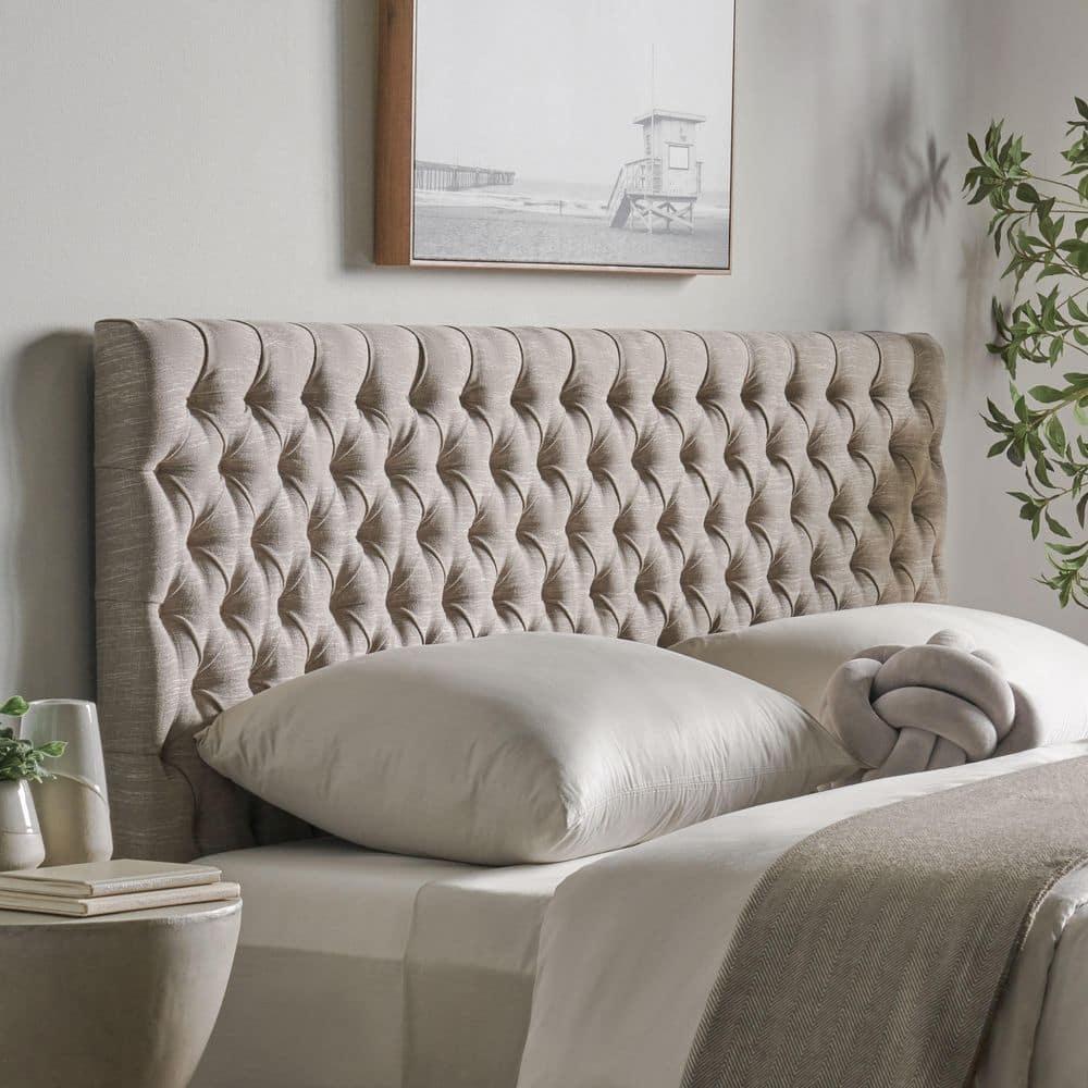 Noble House Jezebel Glam Fabric King/Cal King Headboard in Sand
