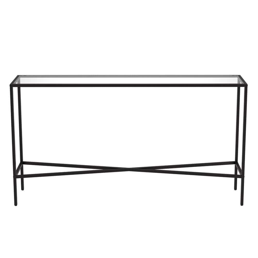 55" Black Bronze Console Table with Glass Tabletop - Henn&Hart