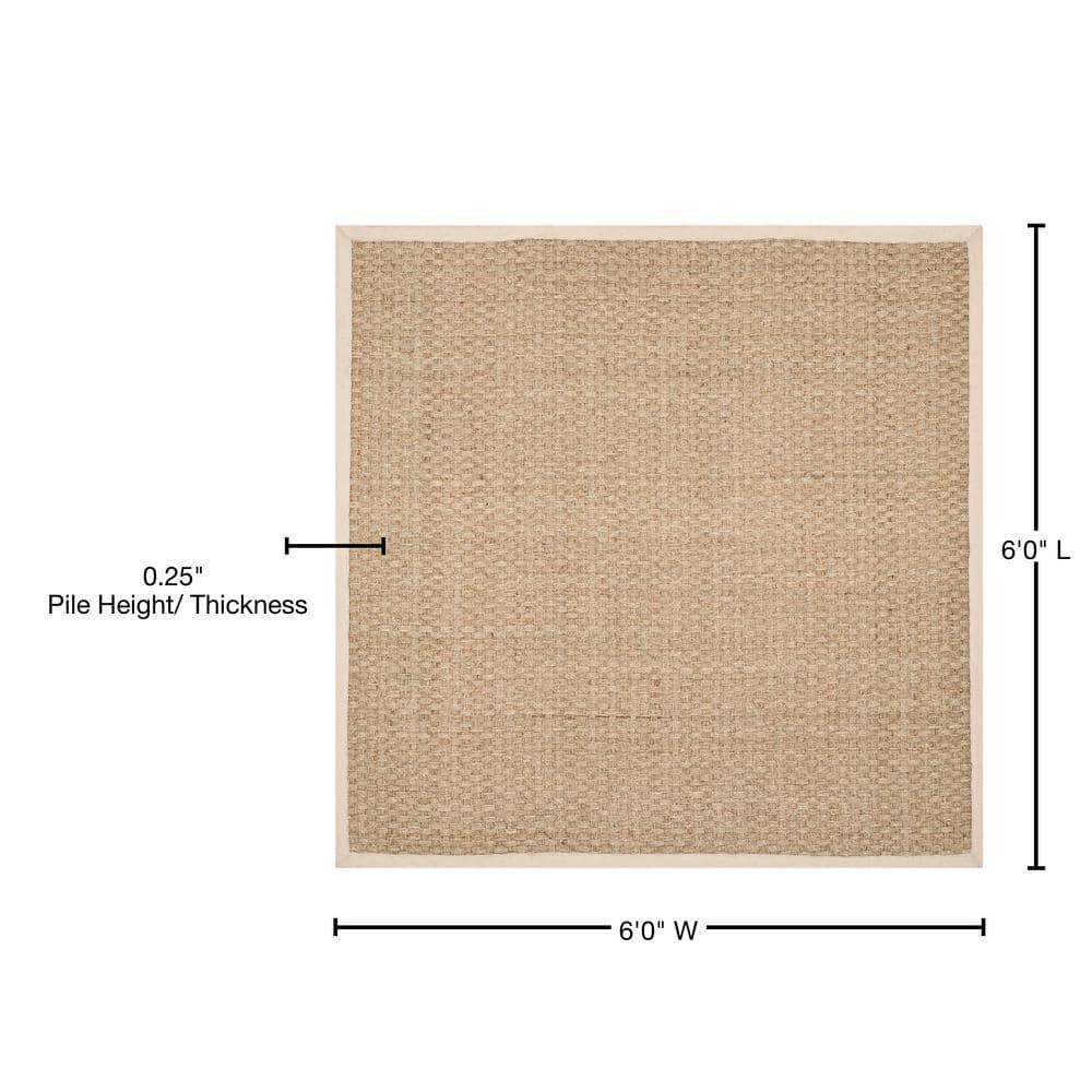 Natural Fiber NF114 Power Loomed Area Rug - Natural/Ivory - 6'x6' - Safavieh.