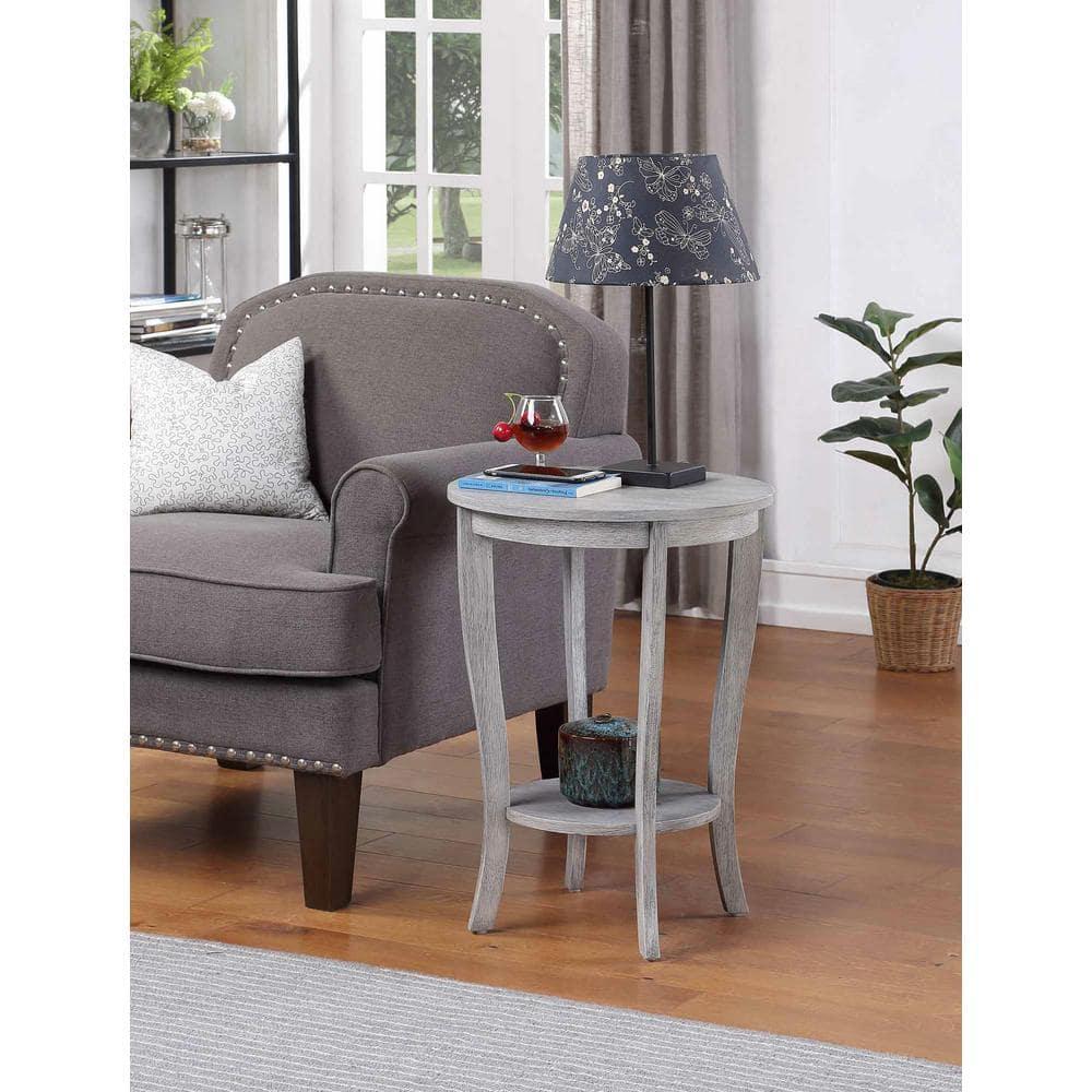 Convenience Concepts American Heritage Modern Round MDF Coffee Table, Wirebrush Light Gray