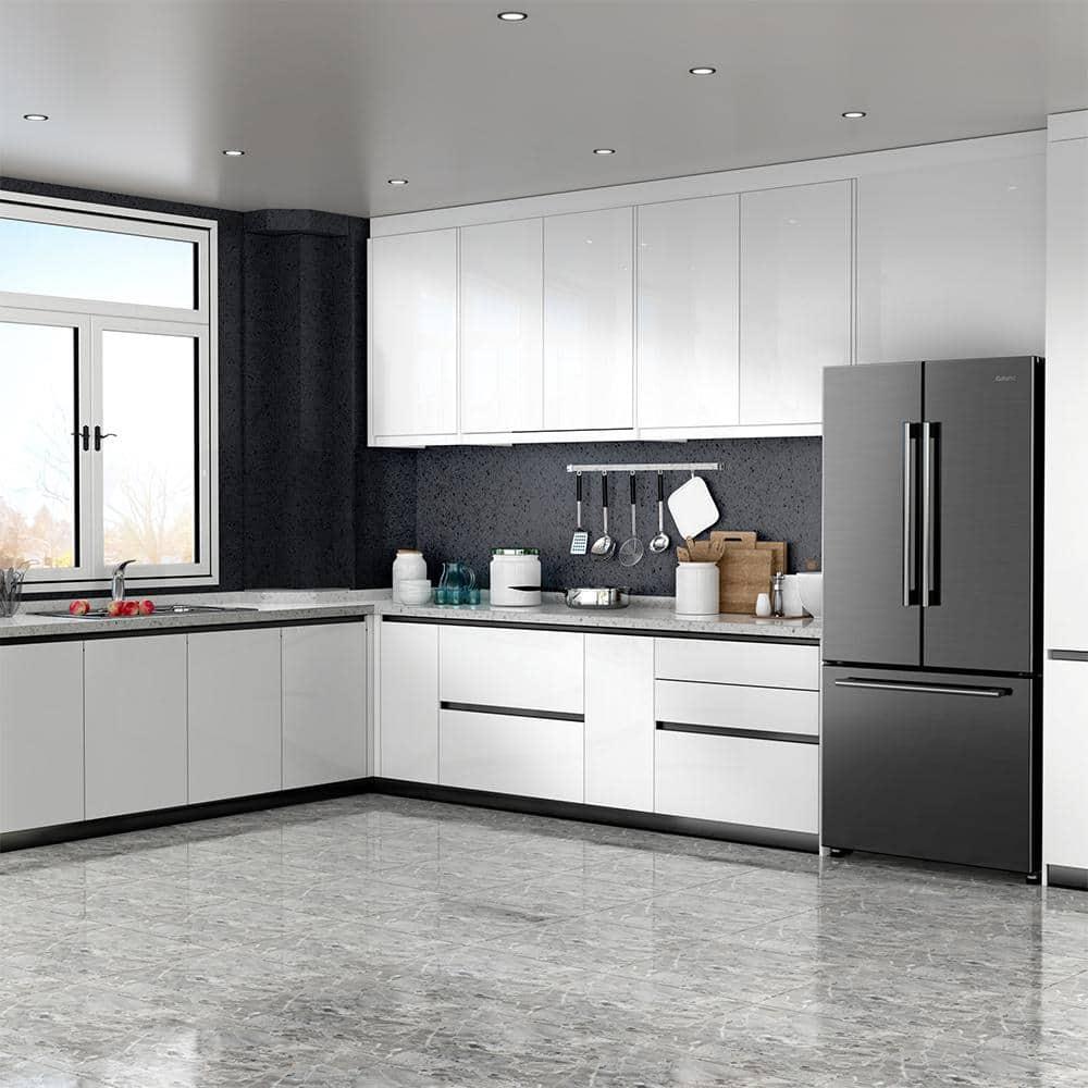 Galanz 18-Cu. ft Counter Depth 3-Door French Door Refrigerator, Stainless