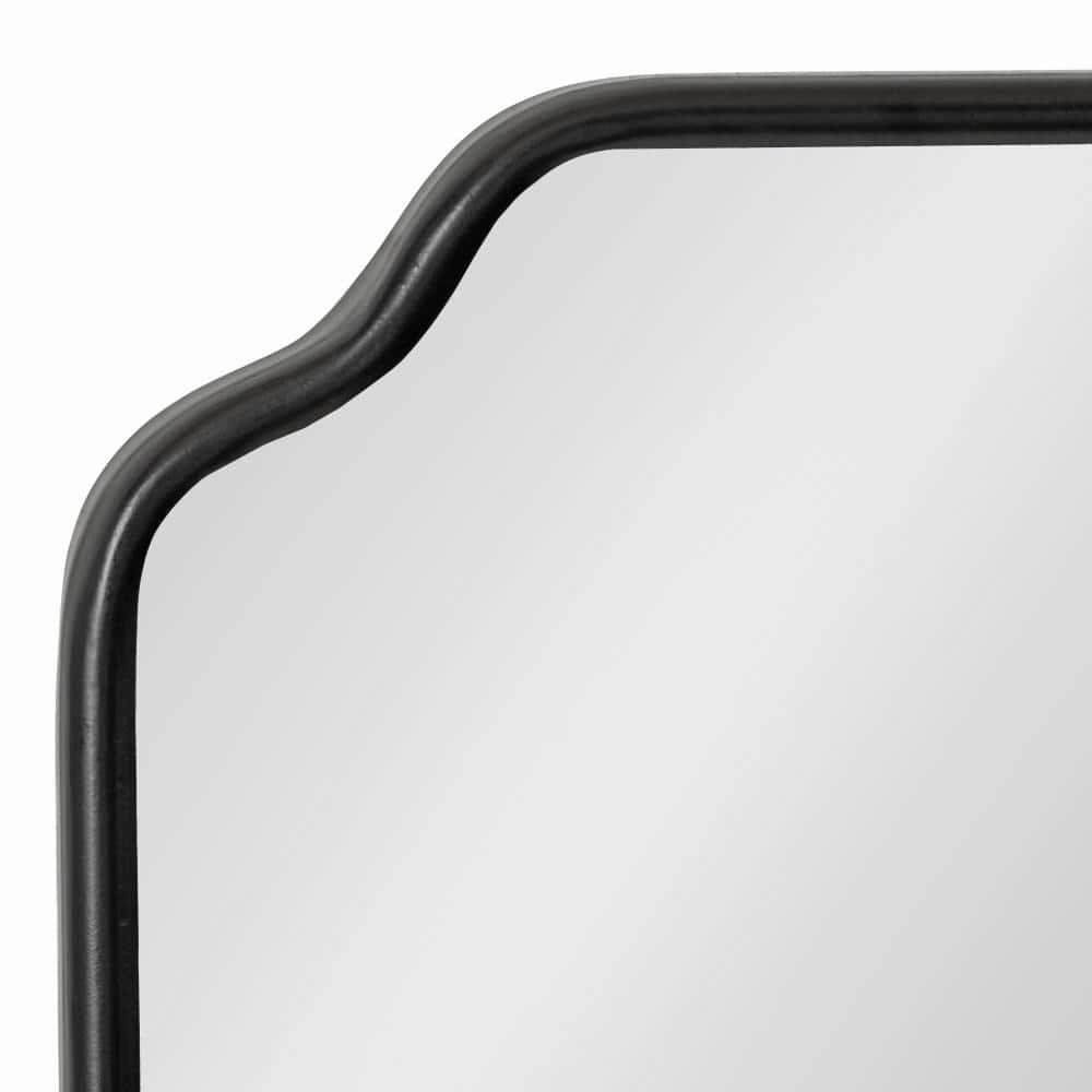 Kate & Laurel All Things Decor 18"x48" Plumley Framed Wall Mirror Black: Scallop Corner, Wall Mount