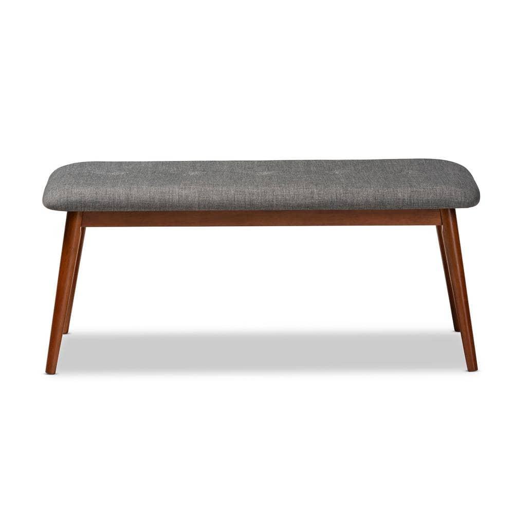 Flora Bench Gray - Baxton Studio: Upholstered Rectangle Ottoman, Rubberwood Frame, Seats 2