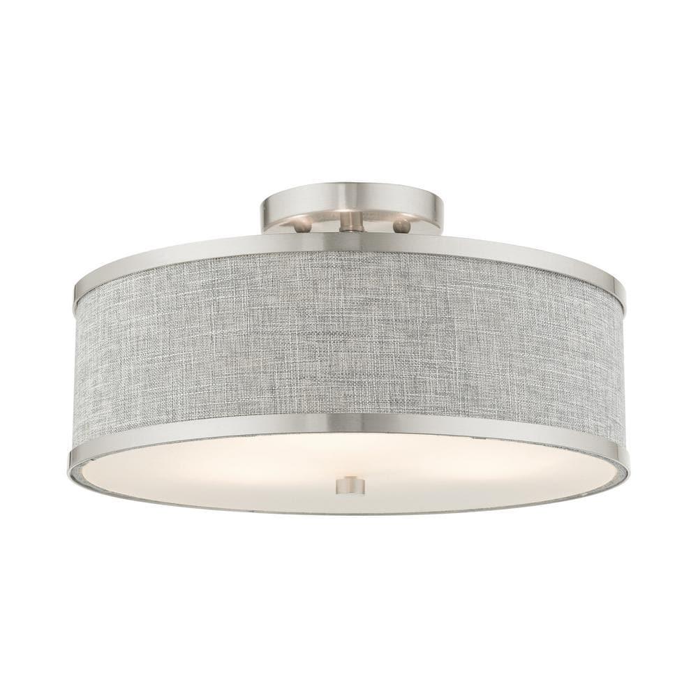 Livex Lighting Park Ridge 3 - Light Semi-Flush Mount in  Brushed Nickel