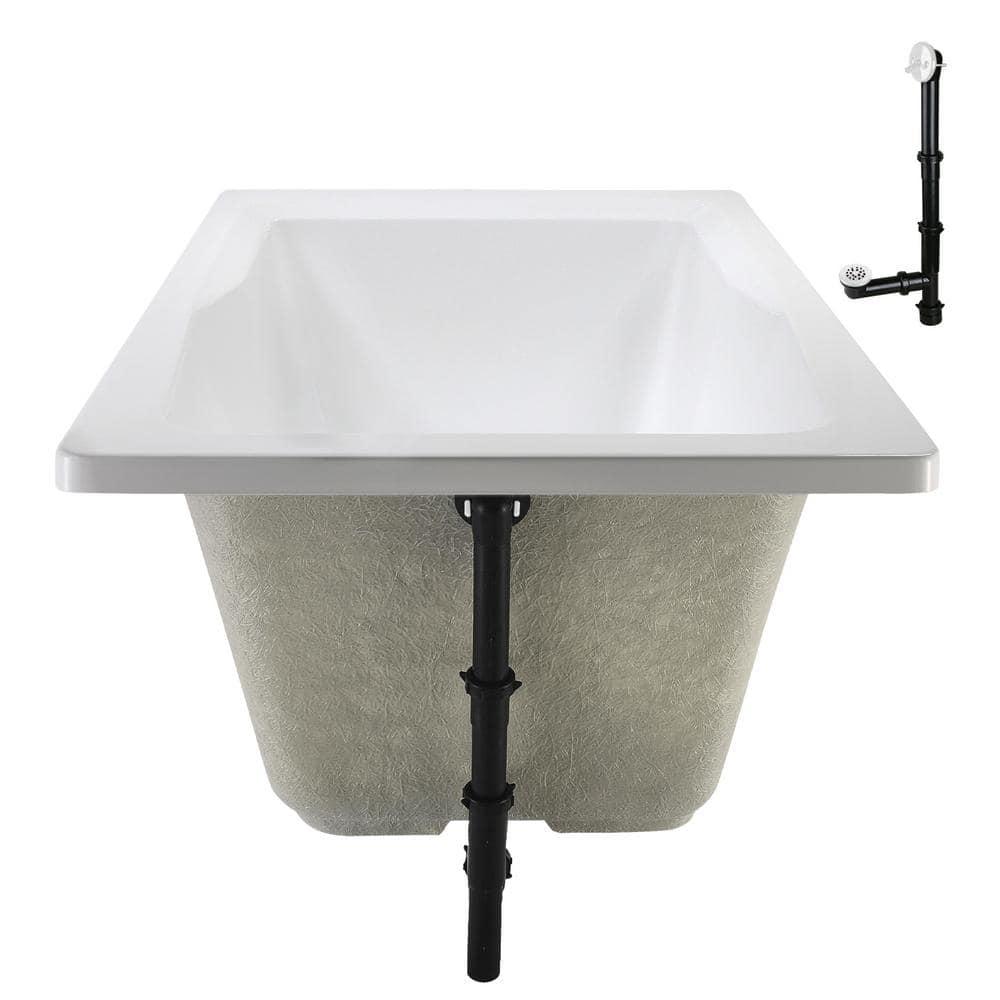 60'' x 32'' Acrylic Soaking Drop-In Bathtub, Drain Included