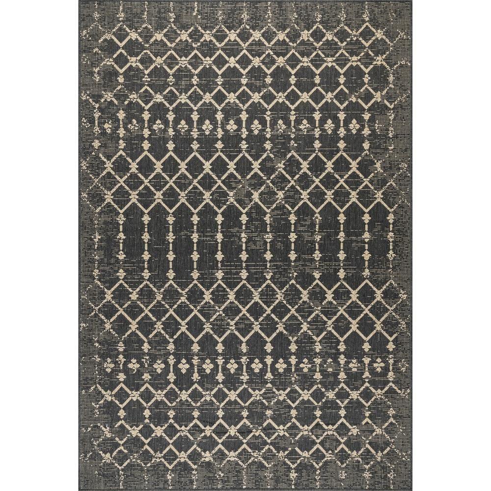 Nuloom Grayson Moroccan Trellis Indoor and Outdoor Area Rug, Gray, 6'7"x9'