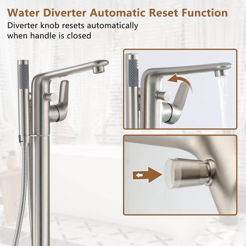 CASAINC KCLT0054-BN Single Handle Freestanding Bathtub Faucet with Diverter and Handshower