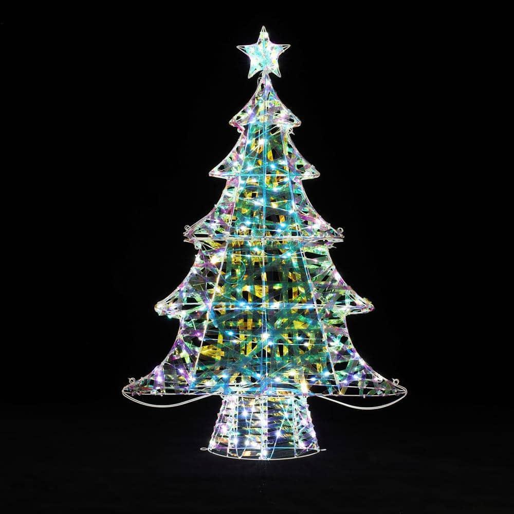 LuxenHome Lighted Christmas Tree Indoor and Outdoor Holiday Decoration Multicolored