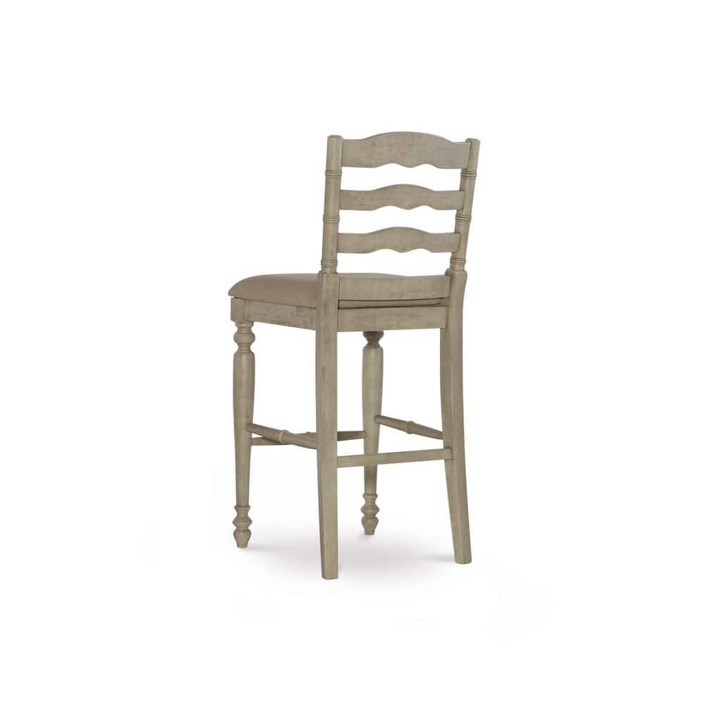 Marino Padded Seat Barstool 30" Height, Farmhouse Design, Linon: Rubberwood Frame, Linen Weave