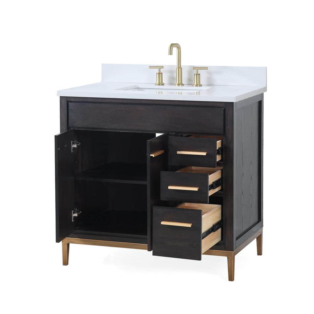 36" Tennant Brand Beatrice Modern Espresso Wenge Bathroom Sink Vanity TB-9838DK-V36