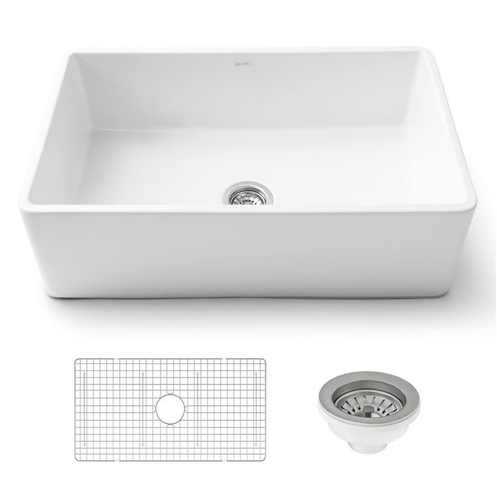 Ruvati 33 inch Fireclay Farmhouse Apron-Front Kitchen Sink Reversible