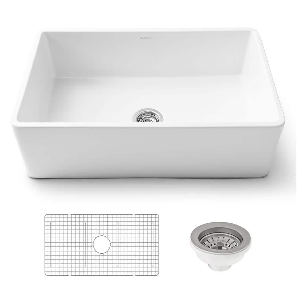 Ruvati 33 inch Fireclay Farmhouse Apron-Front Kitchen Sink Reversible