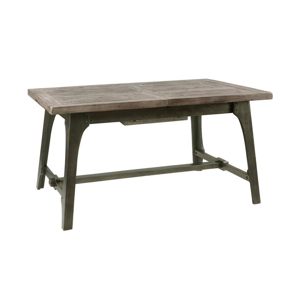 Ink+Ivy Oliver Extendable Dining Table Gray: Self-Storing Leaf, Seats Six, Antique Bronze Legs