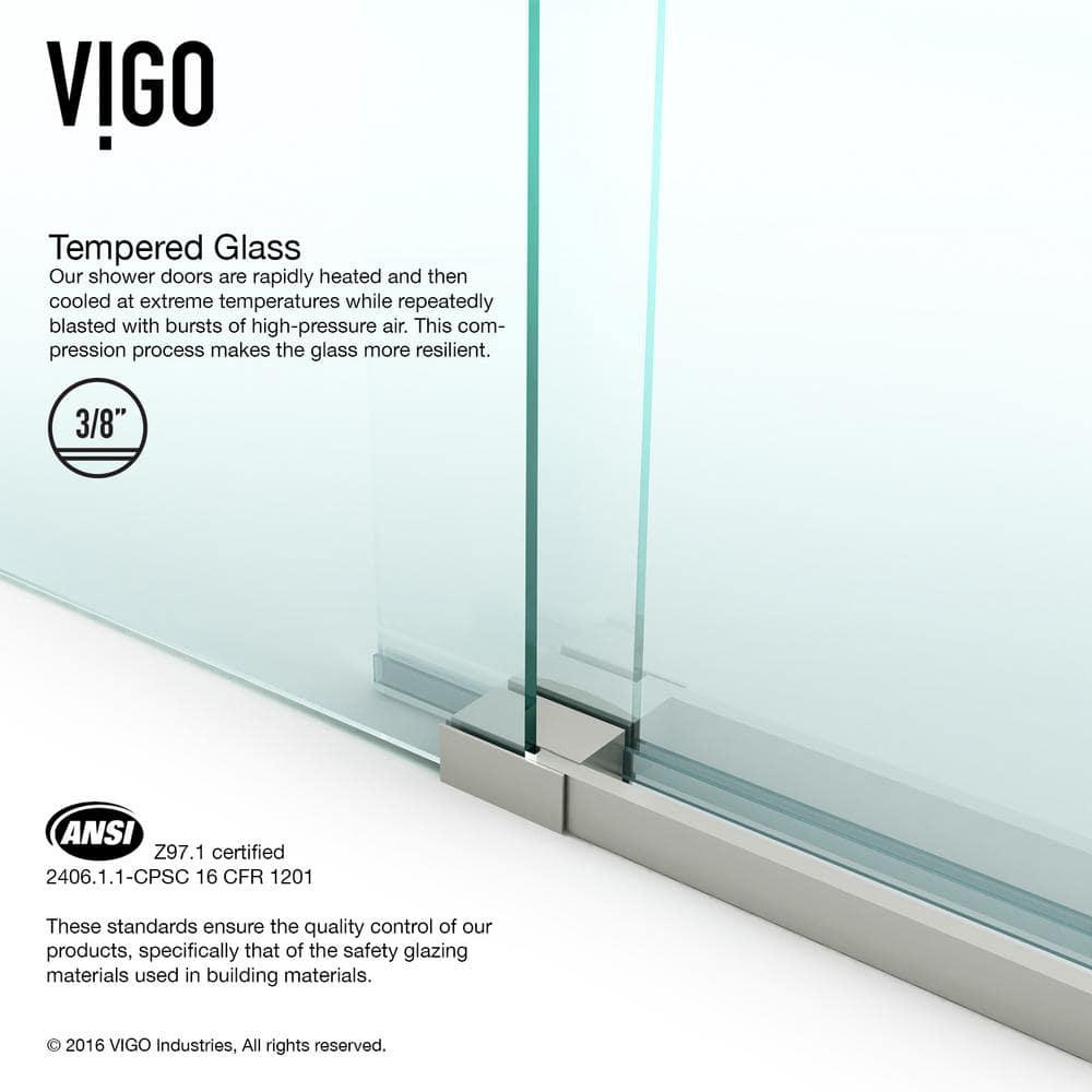VIGO Winslow 48" W x 36" D x 80" H Sliding Frameless Shower Enclosure with 3/8  Clear Glass&Base VG6051STCL48WL