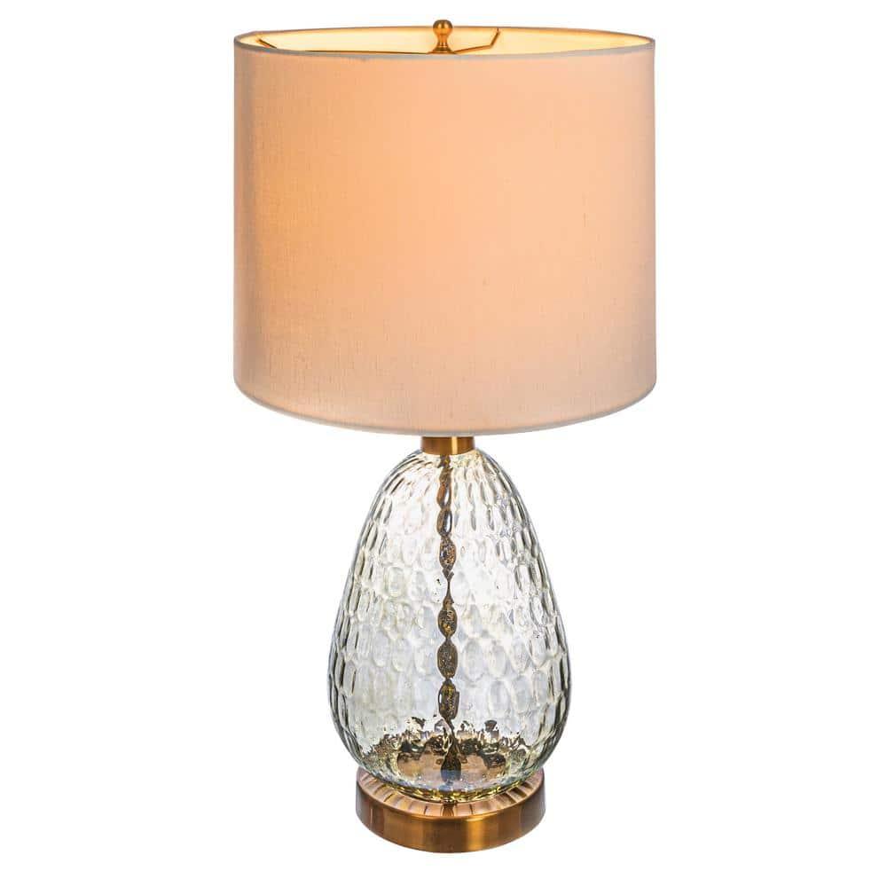 Storied Home Textured Glass Base Table Lamp: Antique Bronze, UL Listed, 26" Height