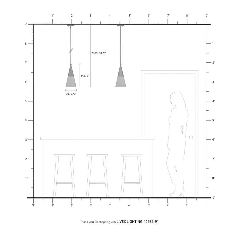 Livex Lighting Stockholm 1 - Light Pendant in  Brushed Nickel