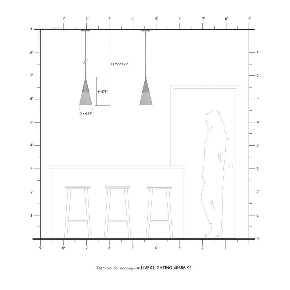 Livex Lighting Stockholm 1 - Light Pendant in  Brushed Nickel