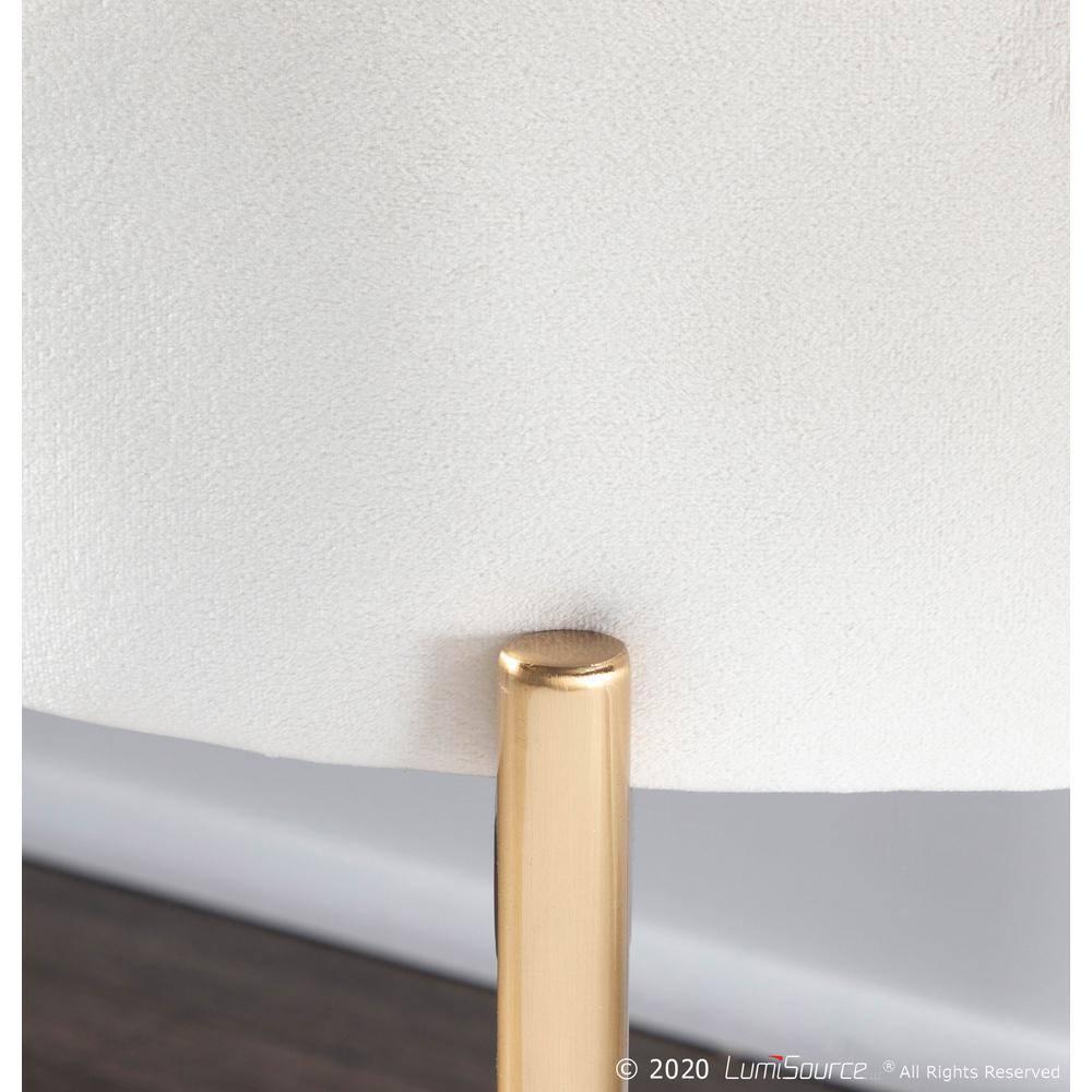48" Chloe Contemporary Upholstered Storage Bench Gold/Cream - LumiSource: Velvet Seating, Metal Base