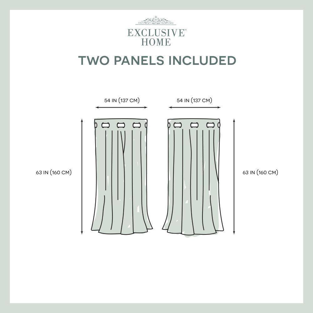 Set of 2 63"x54" Kochi Linen Blend Grommet Top Window Curtain Panel Black Pearl - Exclusive Home
